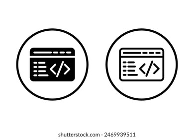 Set coding vector icon. web program metadata source code icon collection. Vector Illustration.
