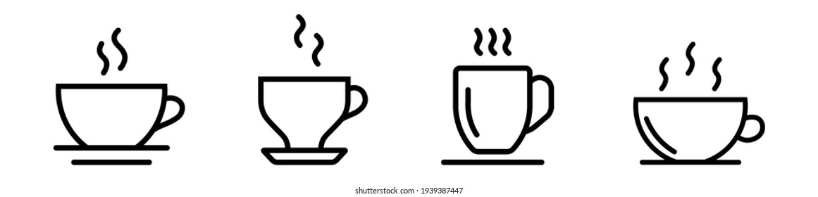 Set of cofee cup in line style, coffee logo icons