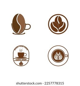 set of coffe cup  icon vector illustration template design