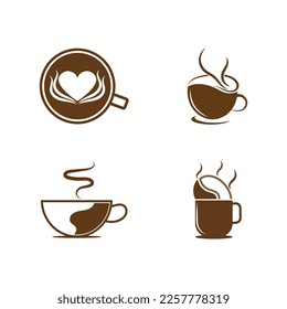 set of coffe cup  icon vector illustration template design