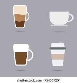 Set of coffe cup, mix icon