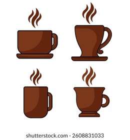 Set of coffe and tea cup design vector illustration