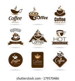 Set of coffee badges and icon