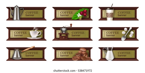 Set coffee banners, badges, stickers