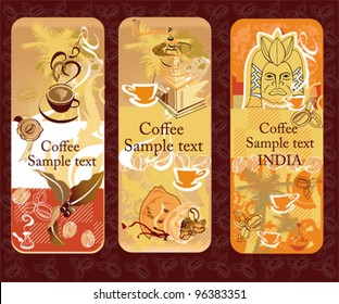 Set of coffee banners with coffee icons