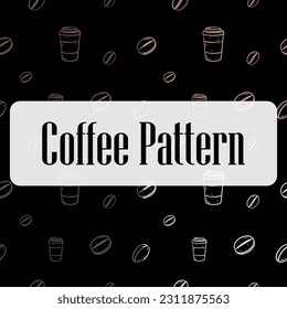 Un conjunto de granos de café y una taza sin fisuras para el producto de pancarta, afiche, etiqueta y envasado