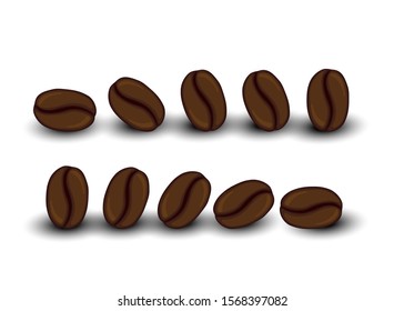 Set with coffee beans. Cartoon style. Vector illustration