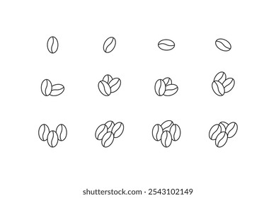 Set of coffee beans icon collection. With outlane style.Vector illustration.