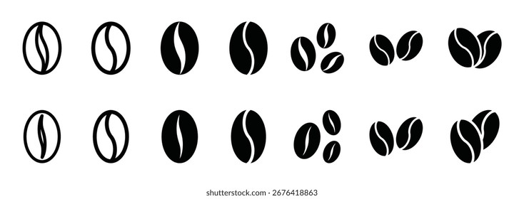 Set of Coffee beans icon symbol vector on white background