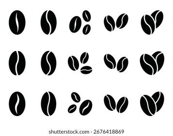Set of Coffee beans icon symbol vector on white background