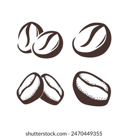 Set of Coffee beans icon vector design template.