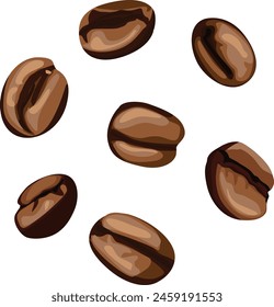 Set of coffee beans isolated