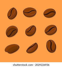 Set of coffee beans isolated vector illustration bundle. coffee bean element design can use for cafe, coffee shop menu, icon, web