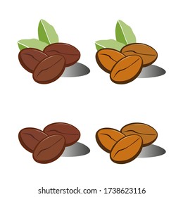 

Juego de granos de café sobre un fondo blanco.
Ilustración vectorial aislada.