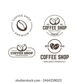 Set of Coffee beans or coffee shop logo vector design template