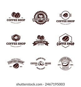 Set of Coffee beans or coffee shop logo vector design template