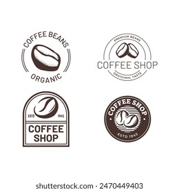 Conjunto de granos de café o Plantilla de diseño de Vector con logotipo de cafetería