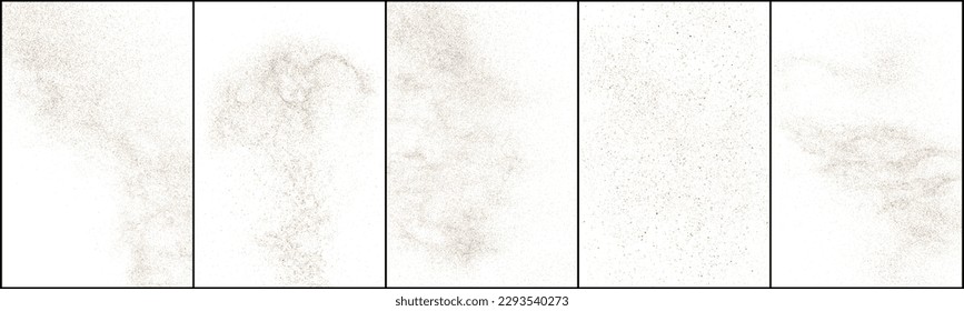 Set Of Coffee Beans Texture Isolated On White Background. Chocolate Shades. Brown Particles. Digitally Generated Image. Vector Illustration, EPS 10.