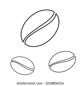 Set of coffee beans,black on white background. Vector