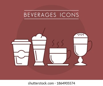 set of coffee beverages icons vector illustration design