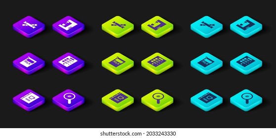 Set Coffee book, Selection coffee beans, Paper package for milk, menu, machine and Sugar stick packets icon. Vector