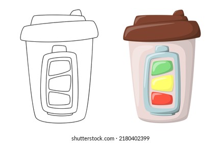 Set of Coffee Break vector illustrations isolated on white background in line art flat color cartoon style.