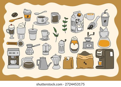 set of coffee brew machine and cup