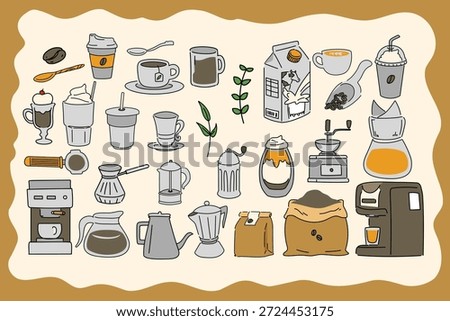 set of coffee brew machine and cup