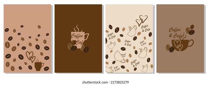 Set of Coffee and Cafe decoration template. Coffee and Cafe break concept frame collection. Vector illustration.