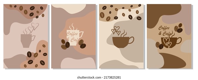Set of Coffee and Cafe decoration template. Coffee and Cafe break concept frame collection. Vector illustration.