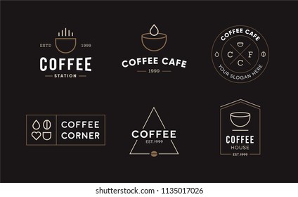 Set of Coffee cafe logo templates with modern vintage concept