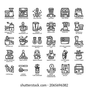 Set of Coffee cafe thin line icons for any web and app project. 