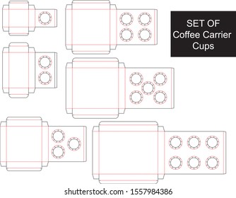 SET OF Coffee Carrier Cups - DIE CUT - VECTOR