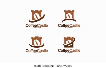 set of Coffee Castle logo designs concept vector, Coffee Kingdom logo template designs