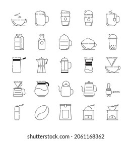 Set of Coffee and coffeeshop Related Vector Line Icons. 
