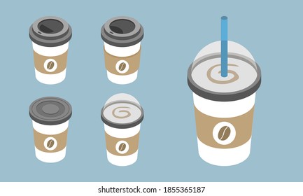 Set Kaffee-Cup. Black, White, Brown Pappe Kaffee Cup Mock up. Einweg-Kunststoff- und Papiervektor-Vorlage für Hot Drinks.