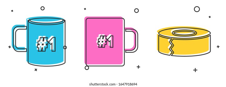 Set Coffee cup flat, Coffee cup and Scotch icon. Vector