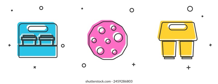 Set Coffee cup to go, Cookie or biscuit and  icon. Vector