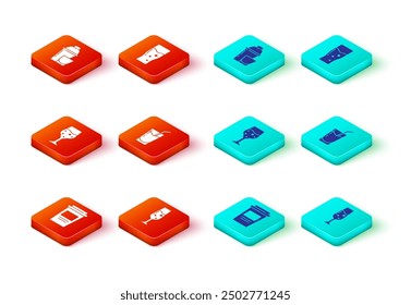 Set Coffee cup to go, Glass champagne, Cocktail, beer and shaker icon. Vector
