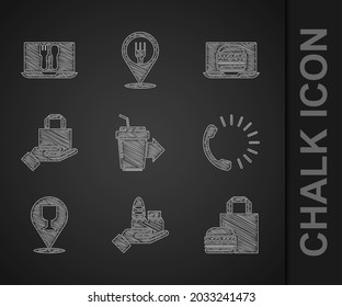 Set Coffee cup to go, Online ordering and delivery, burger, Food, Alcohol beer bar location,  and  icon. Vector