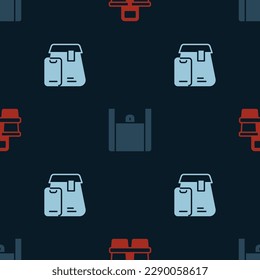 Set Coffee cup to go, Online ordering food and  on seamless pattern. Vector