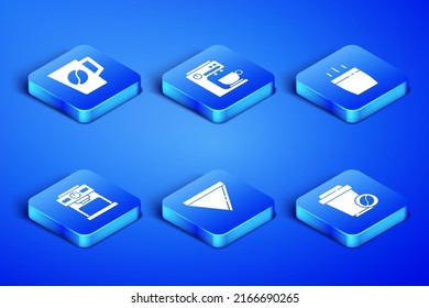 Set Coffee cup to go, paper filter, machine,  and  icon. Vector