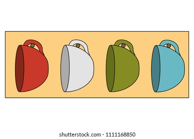 set coffee cup hangs isolated icon