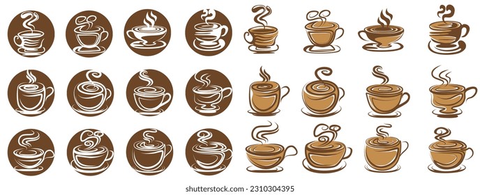 set Coffee cup icon design. Template coffeeshop logo vector illustration