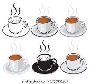 Set of coffee cup icon in isolate on a white background. Vector illustration.