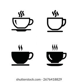 Set of coffee cup icon symbol vector on white background