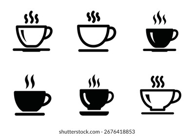 Set of coffee cup icon symbol vector on white background