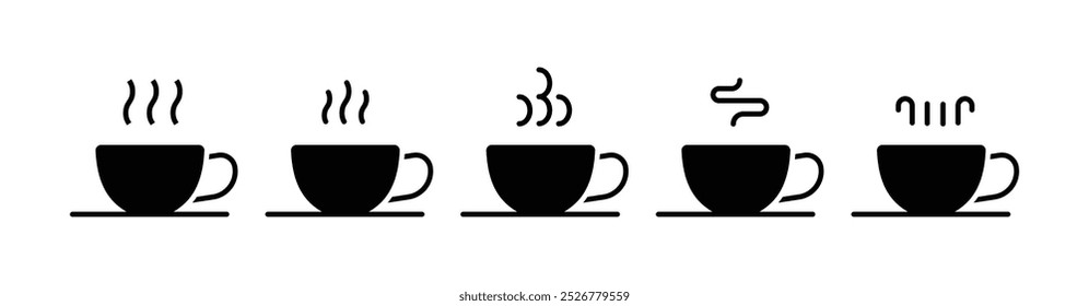 set of coffee cup icons black 
vector design illustration isolated background