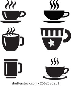 Set of coffee cup icons. Cups of tea collection, hot drink icon vector illustration.