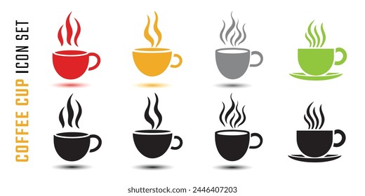 Set of Coffee cup icons. Vector illustration in flat style
